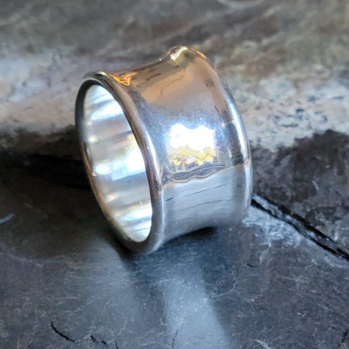 The Matrix Ring Curled Edge Sterling Silver Statement Ring - Bold, Solid, and Uniquely Chic - Nine Amulets 
