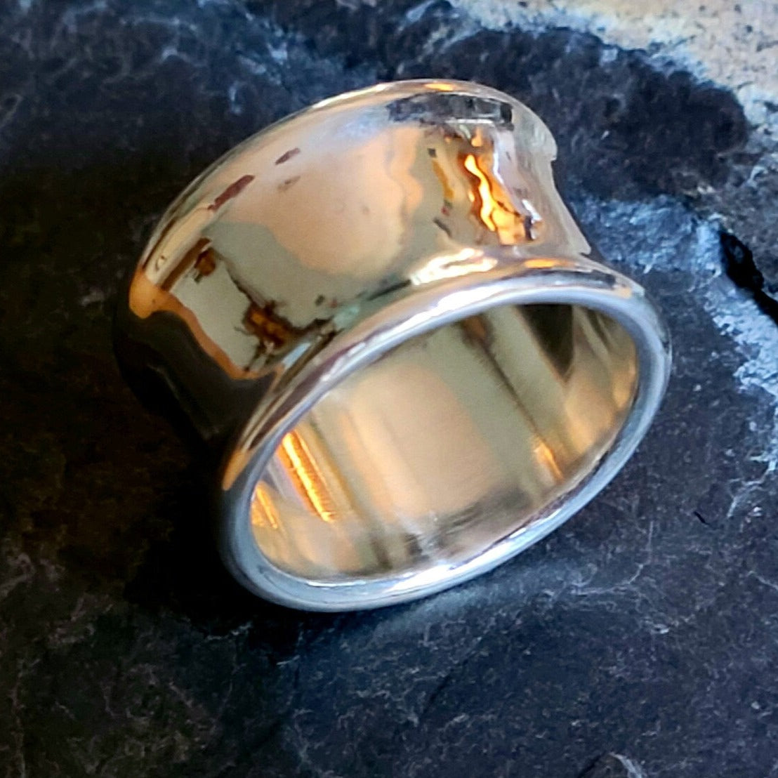 The Matrix Ring Curled Edge Sterling Silver Statement Ring - Bold, Solid, and Uniquely Chic - Nine Amulets 