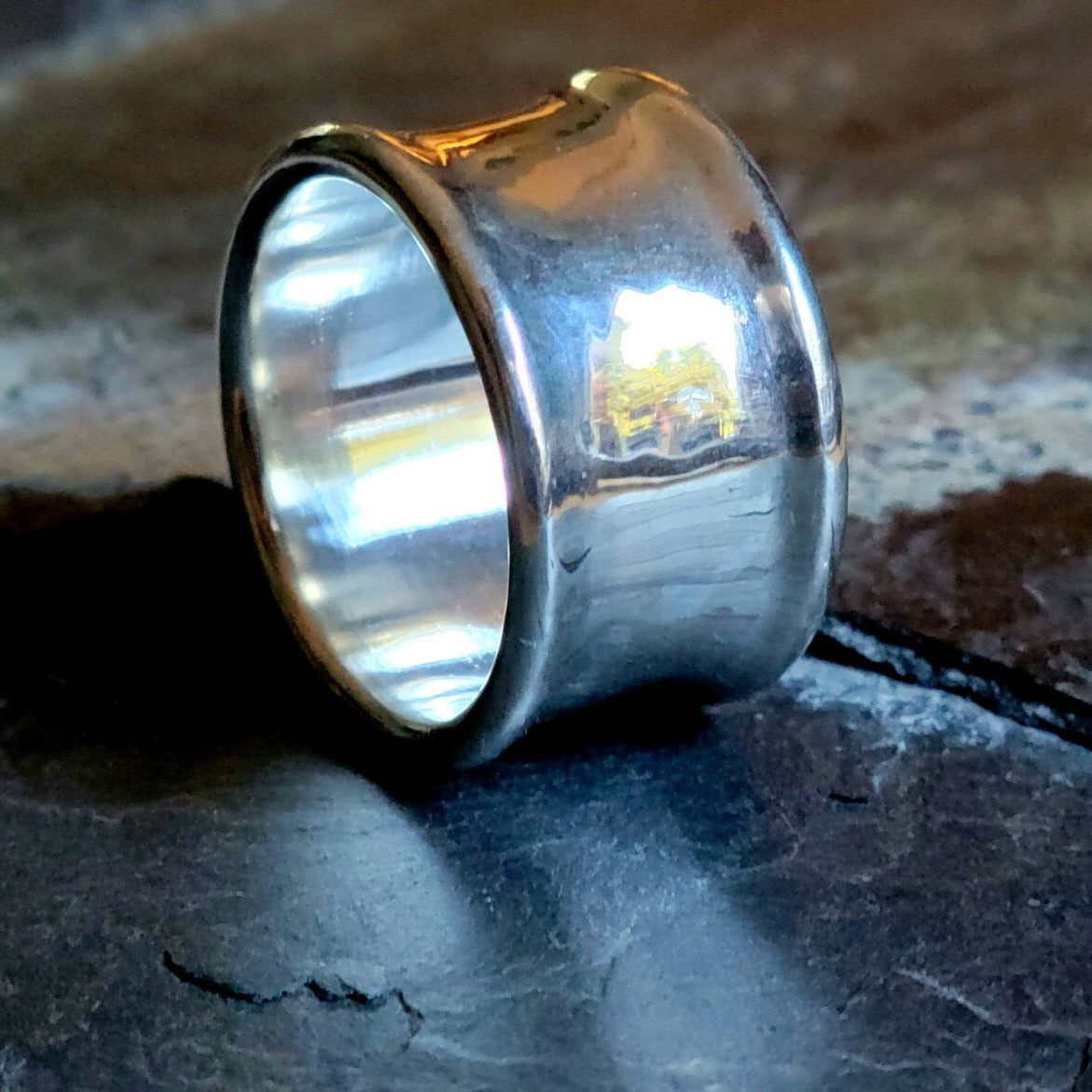 The Matrix Ring Curled Edge Sterling Silver Statement Ring - Bold, Solid, and Uniquely Chic - Nine Amulets 