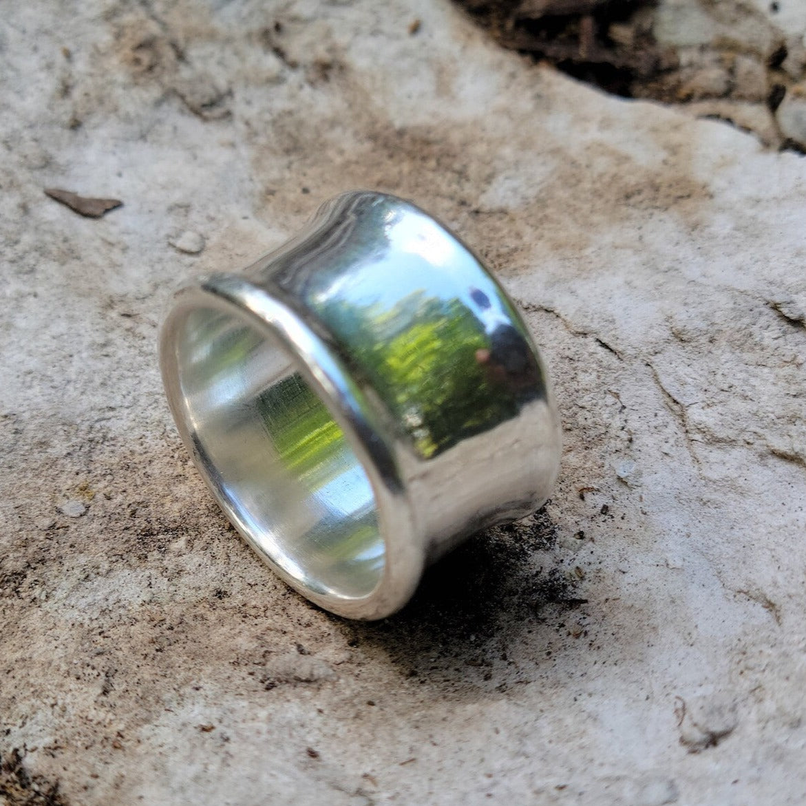 The Matrix Ring Curled Edge Sterling Silver Statement Ring - Bold, Solid, and Uniquely Chic - Nine Amulets 