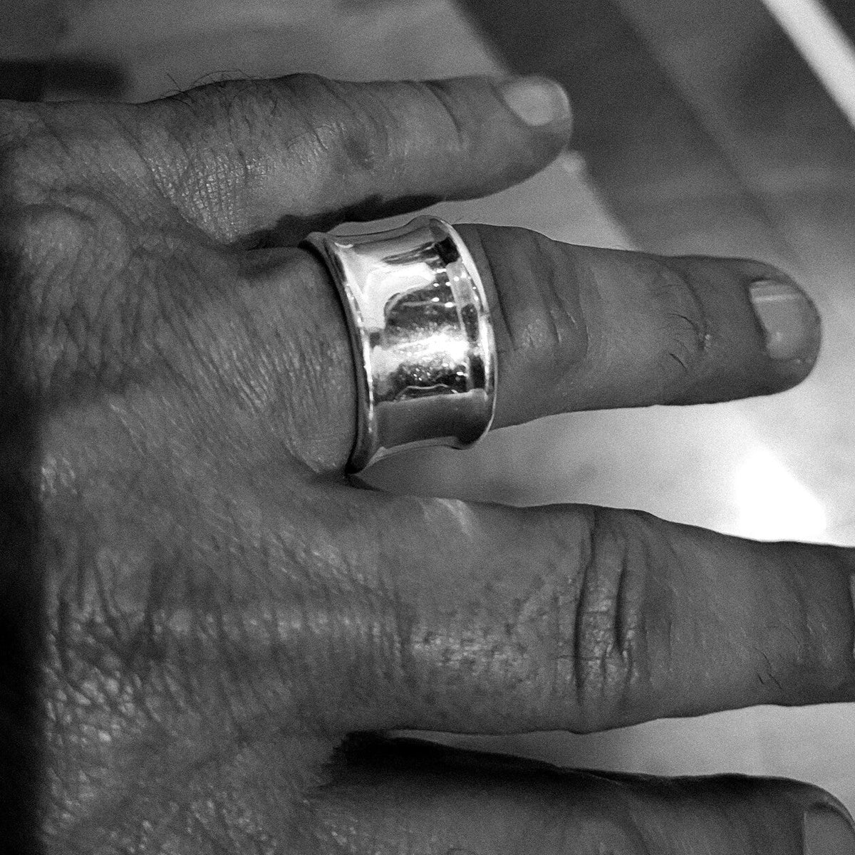 The Matrix Ring Curled Edge Sterling Silver Statement Ring - Bold, Solid, and Uniquely Chic - Nine Amulets 
