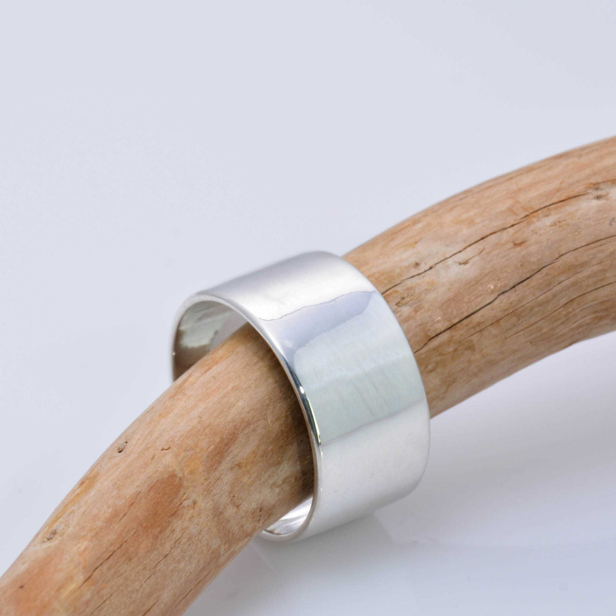Largo Ring un anillo de plata ancho de tirador recto plano