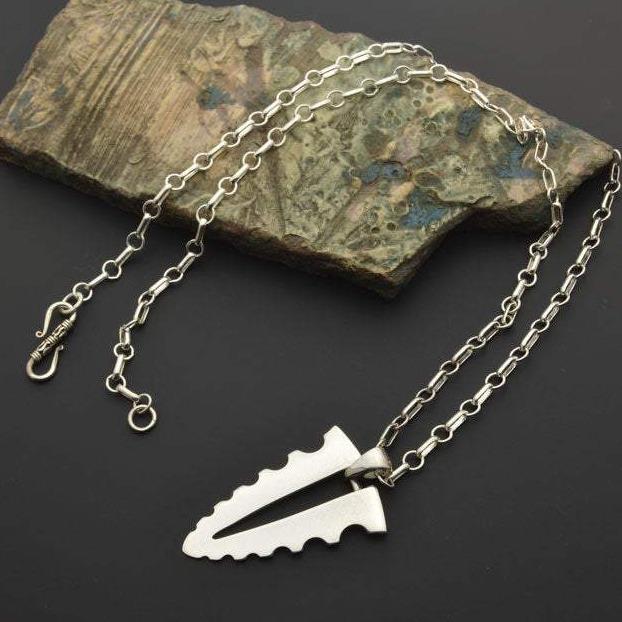 fish bone silver pendant
