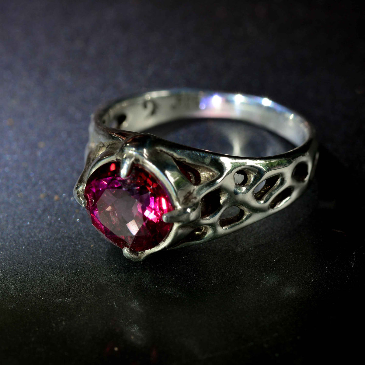 Make a Statement with an Art Nouveau Sculpture Ring Featuring a Round Pink Topaz - Nine Amulets 