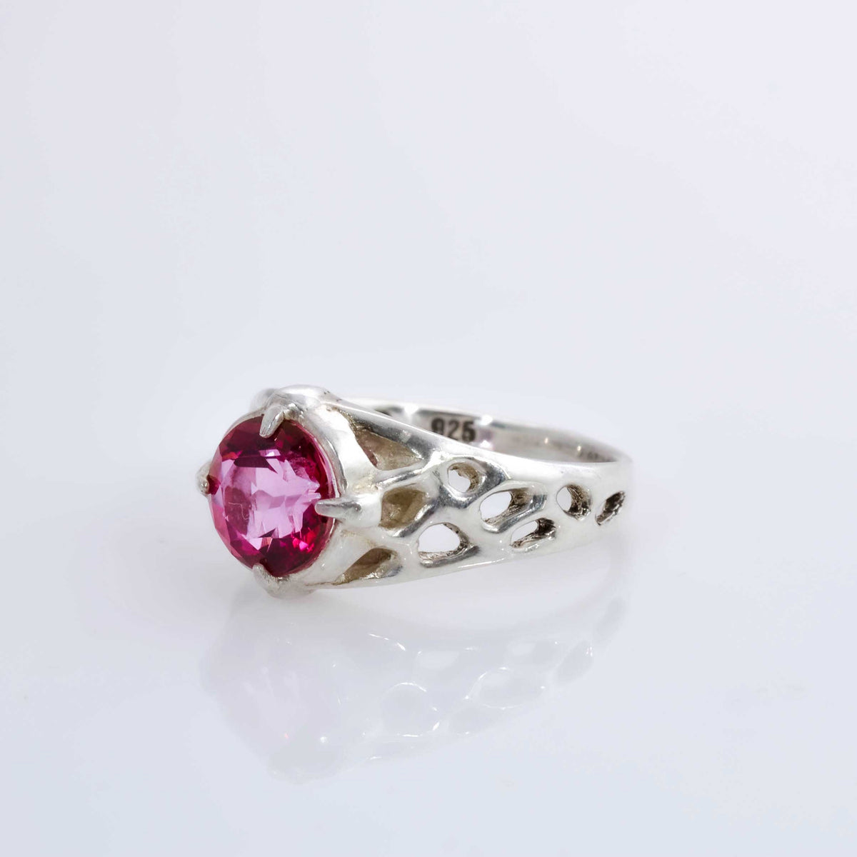 Make a Statement with an Art Nouveau Sculpture Ring Featuring a Round Pink Topaz