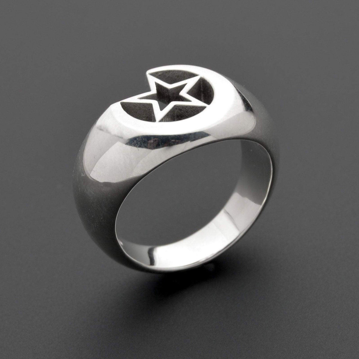Sterling silver moon and star ring