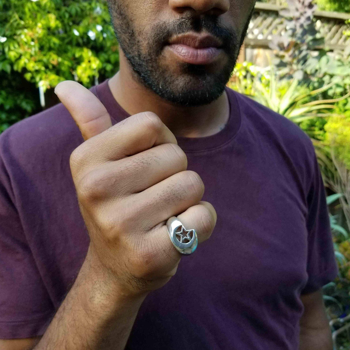 Mystical Elegance: The Sterling Silver Star and Moon Ring with Unique Character and Charm - Nine Amulets 