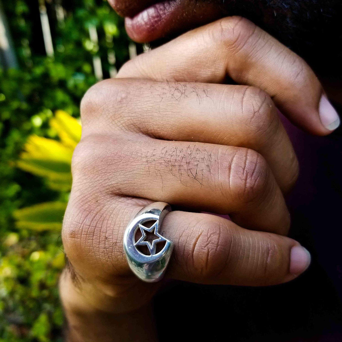 Sterling Silver Star and Moon Ring - A Spiritual Symbol of Elegance