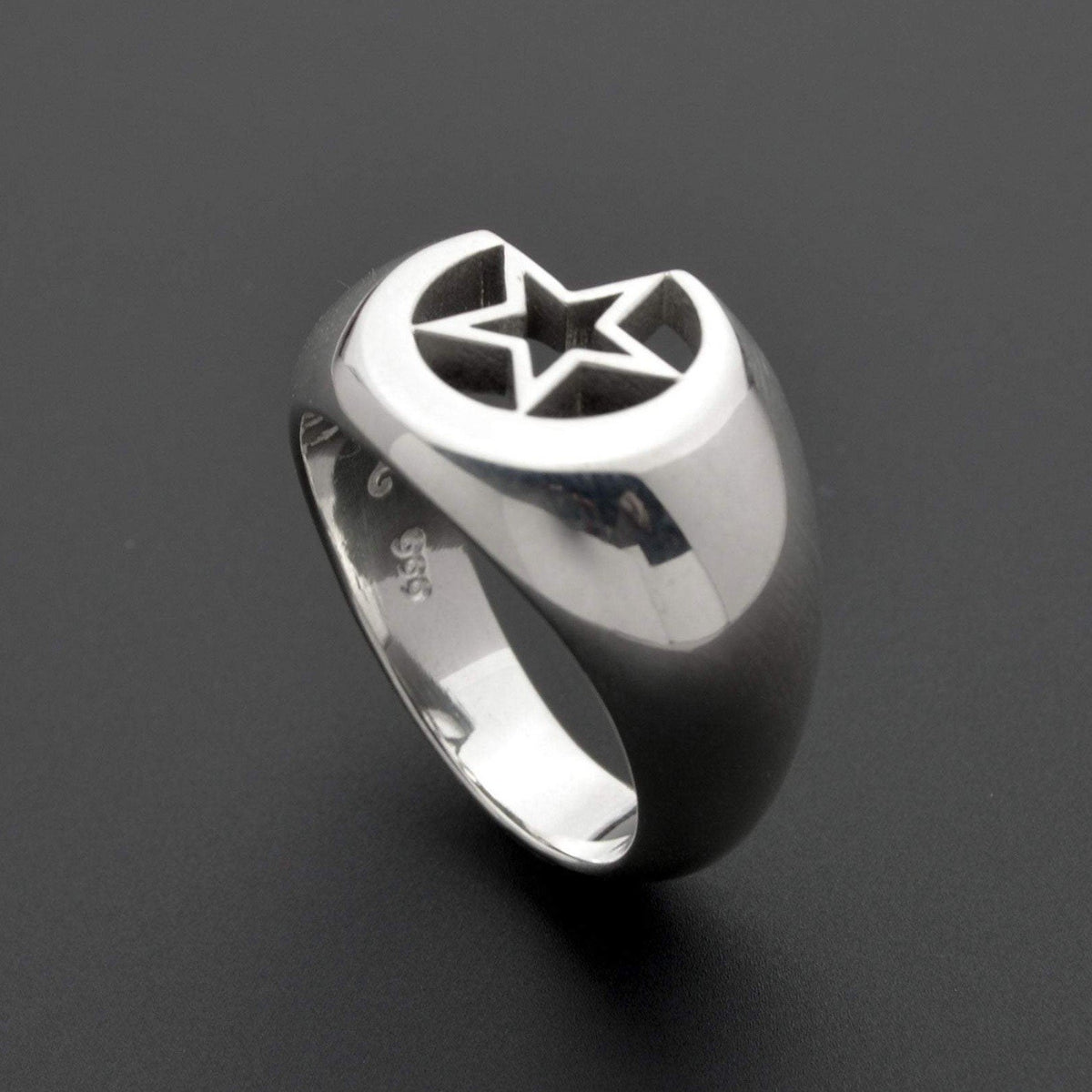 Designer star and moon ring