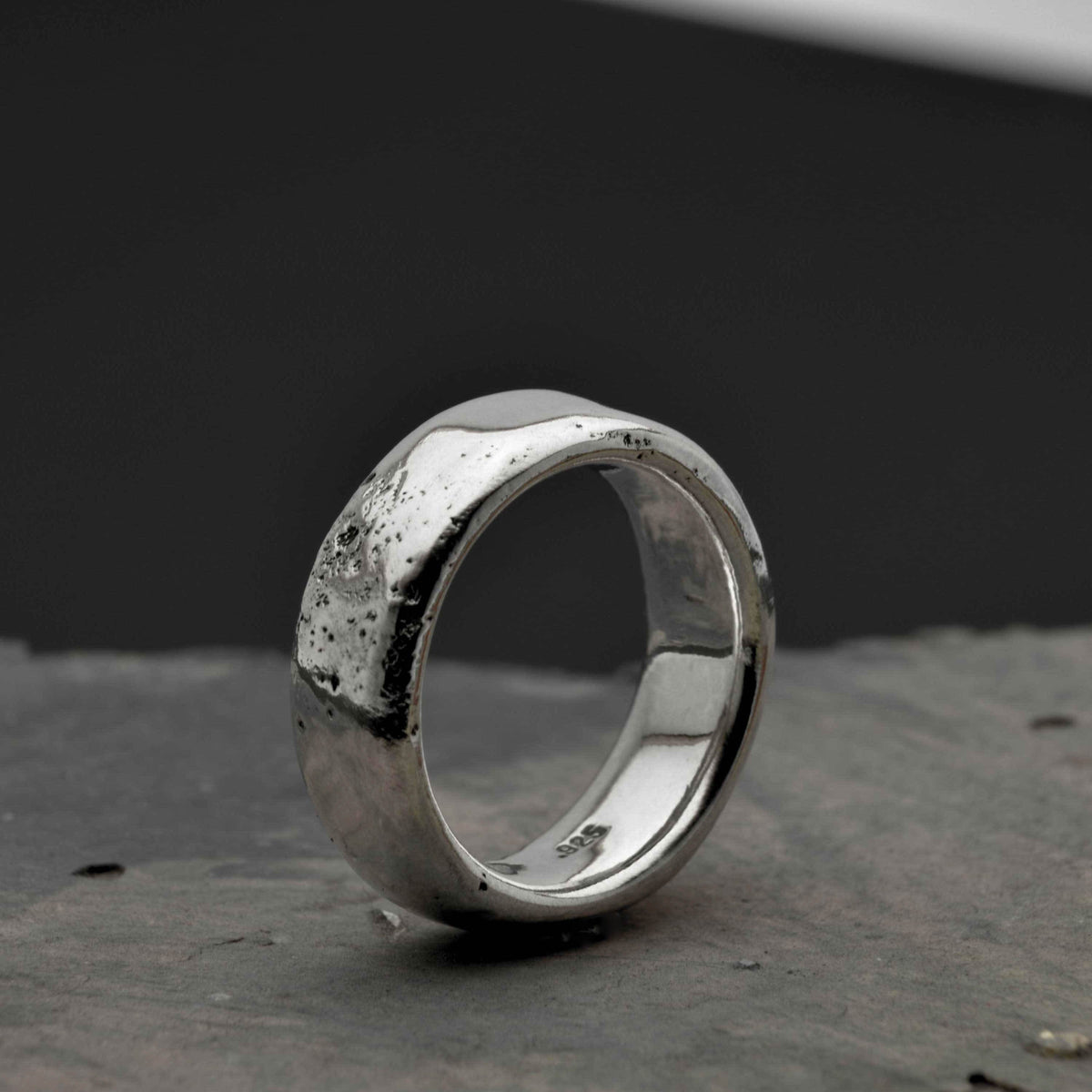 Solid and fat sterling silver Old Moon Ring