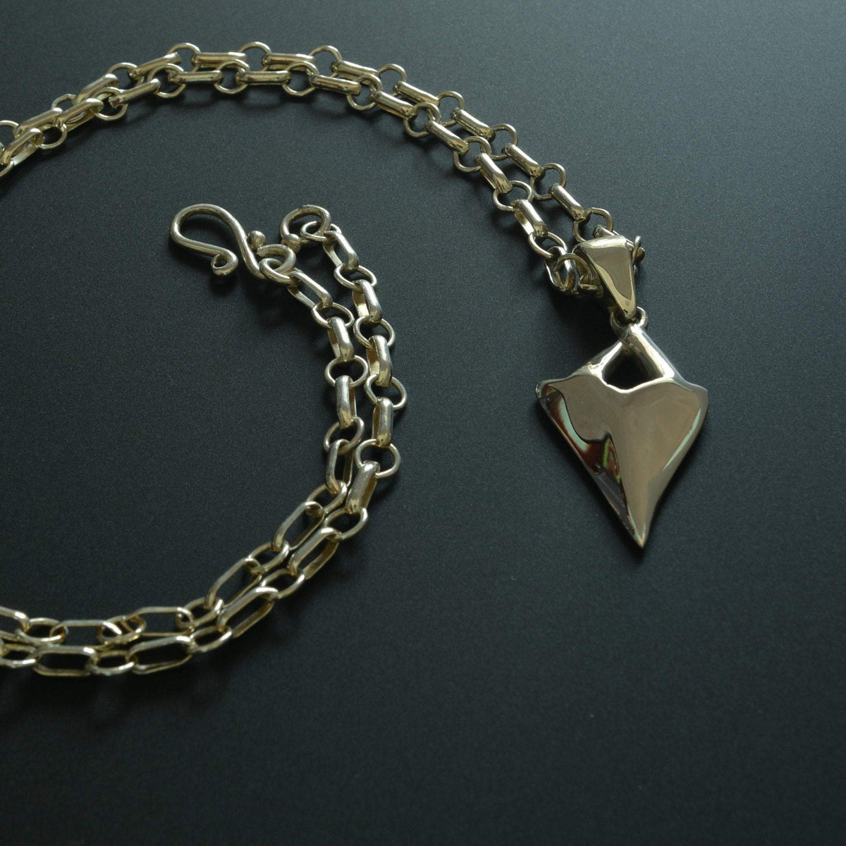 Shark tooth sterling silver chain and pendant