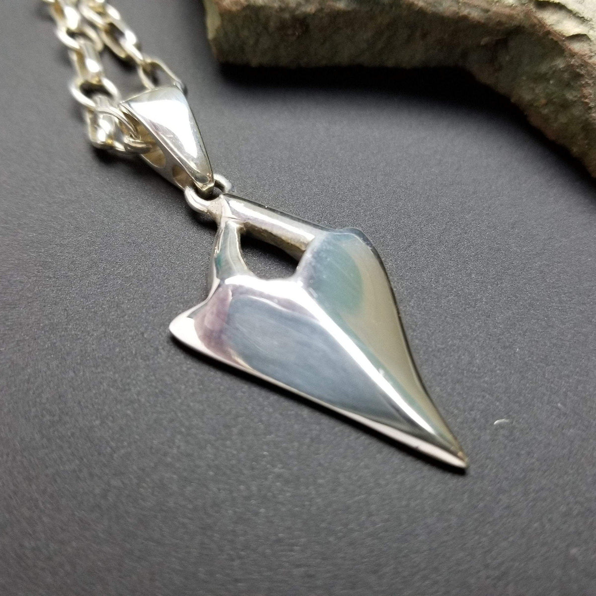 Shark tooth sterling silver pendant