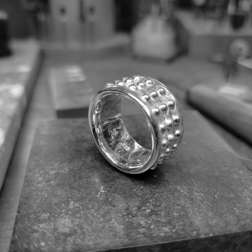 Medieval Majesty: Tarkus Solid Sterling Silver Ring with Bold, Historic Design - Nine Amulets 