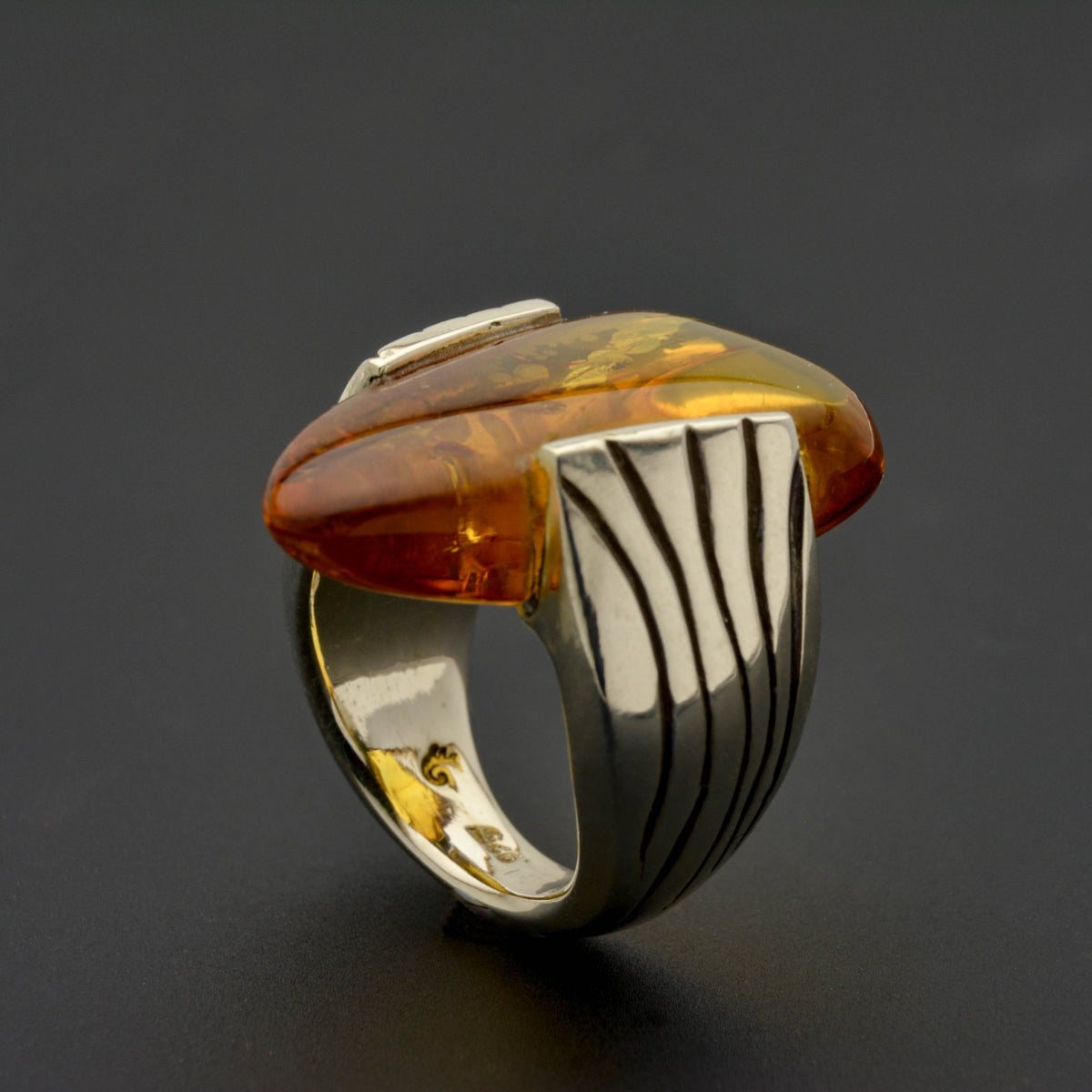 Unique Baltic Amber Sterling Silver Ring, Custom-Made for You