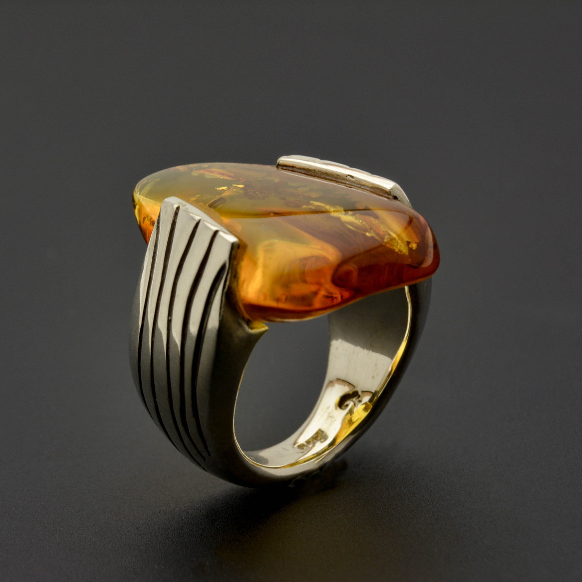 Unique Baltic Amber Sterling Silver Ring, Custom-Made for You