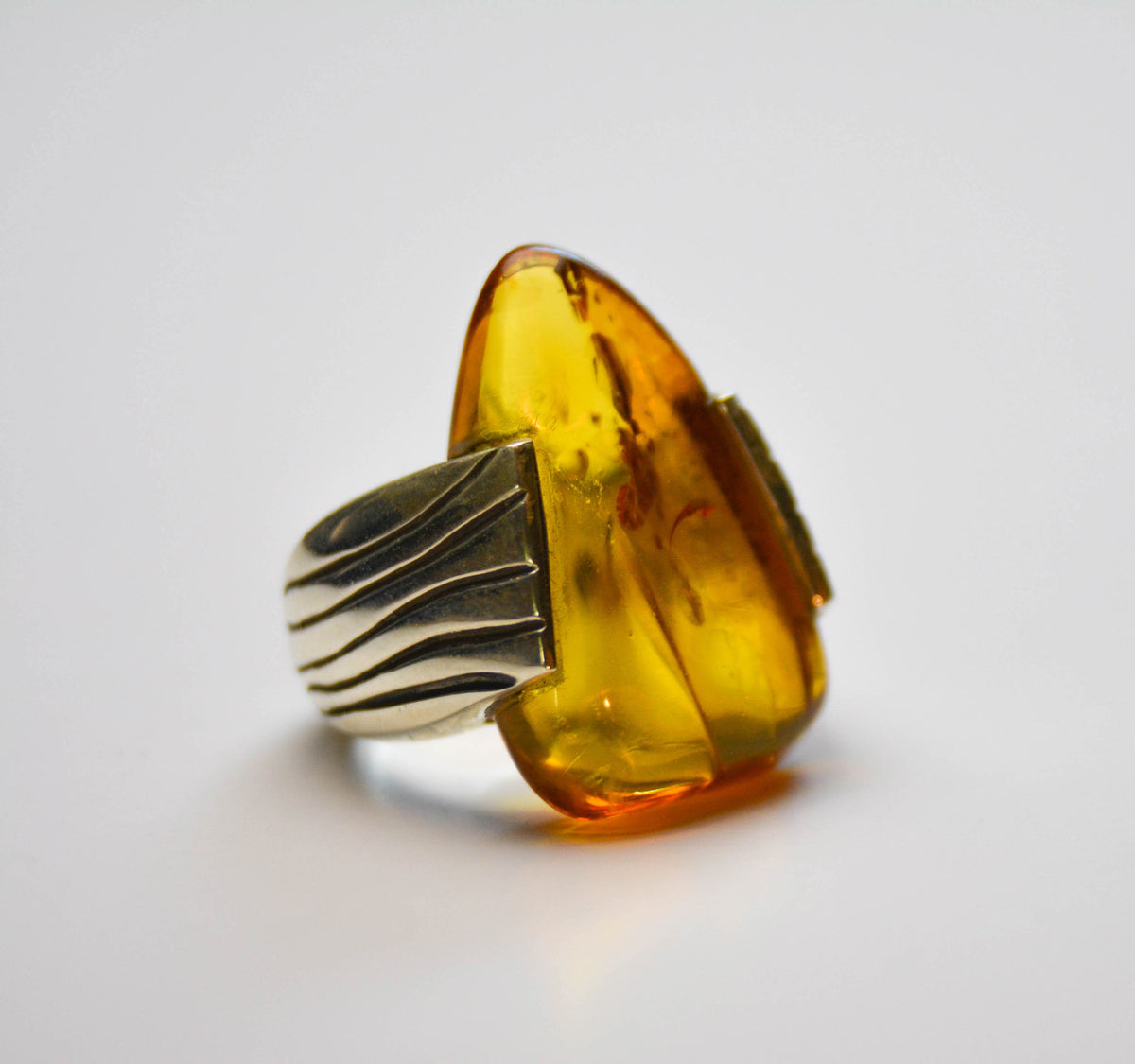 Unique Baltic Amber Sterling Silver Ring, Custom-Made for You