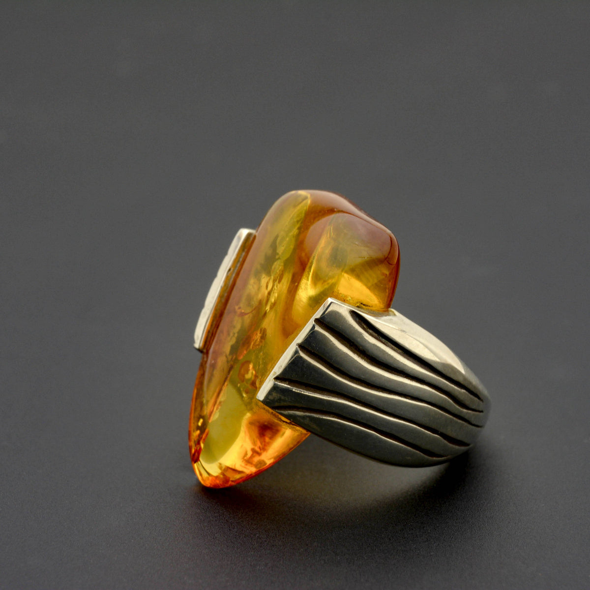 Unique Baltic Amber Sterling Silver Ring, Custom-Made for You - Nine Amulets 