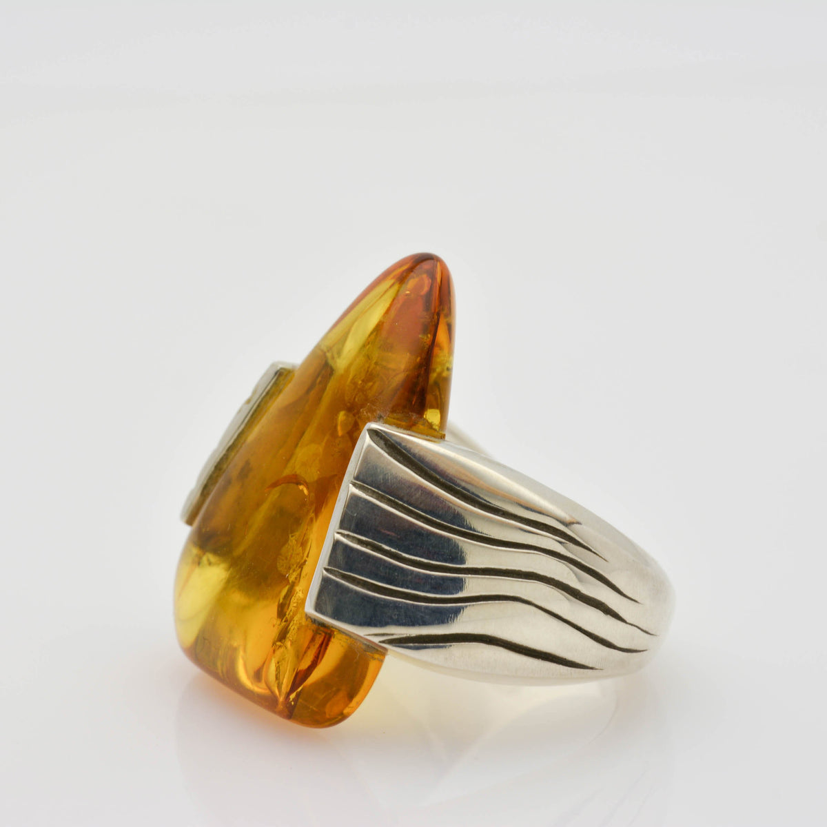 Unique Baltic Amber Sterling Silver Ring, Custom-Made for You - Nine Amulets 