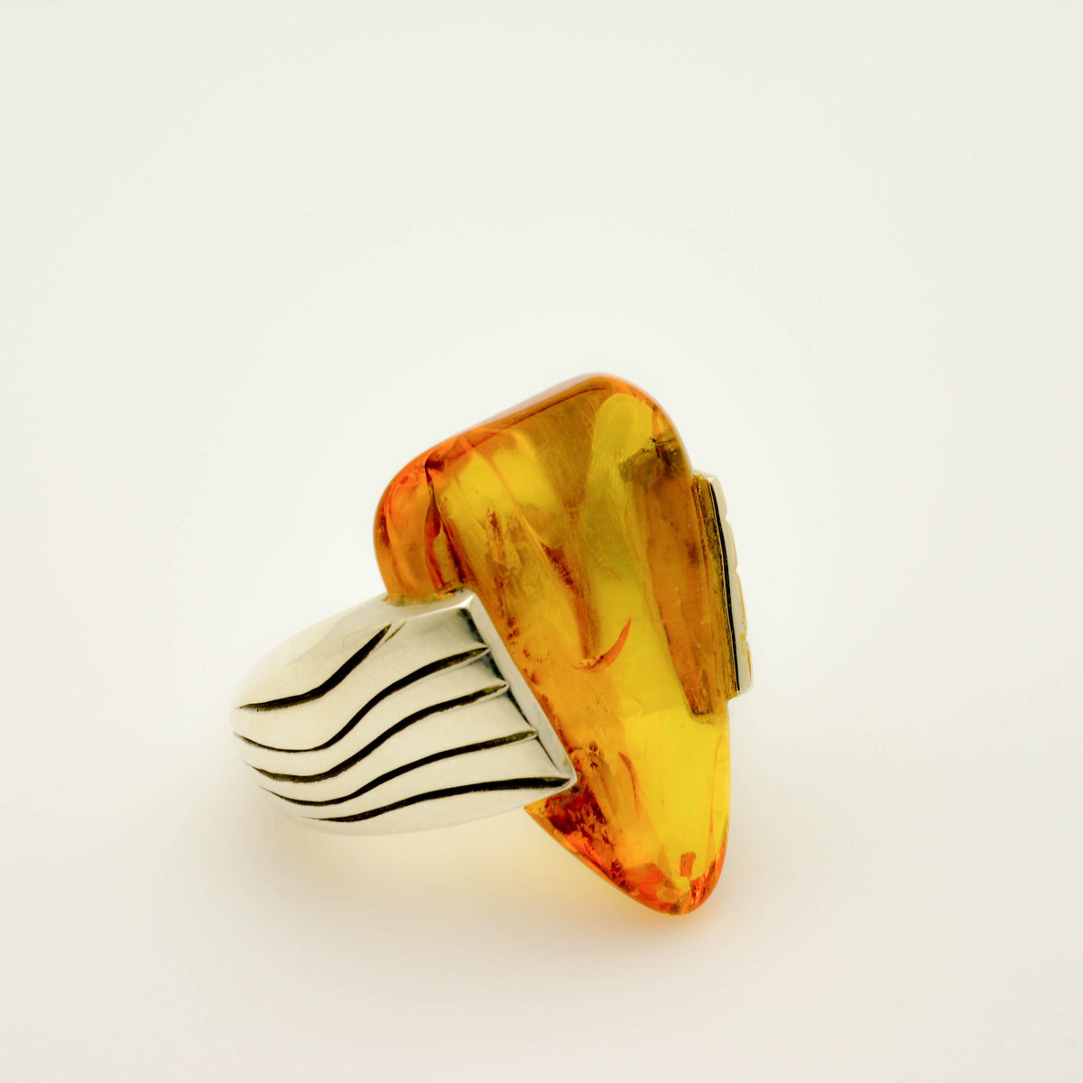 Unique Baltic Amber Sterling Silver Ring, Custom-Made for You - Nine Amulets 