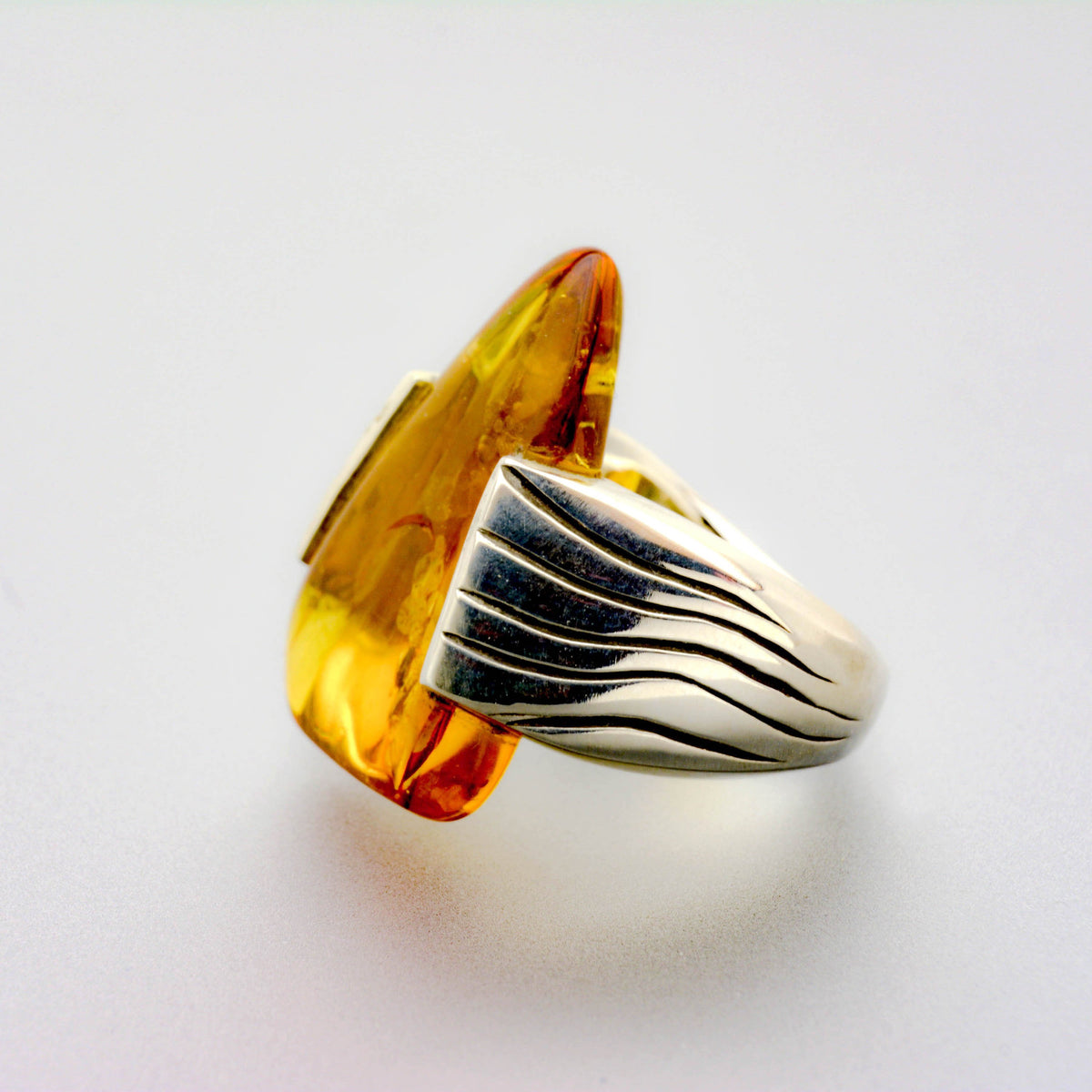 Unique Baltic Amber Sterling Silver Ring, Custom-Made for You - Nine Amulets 