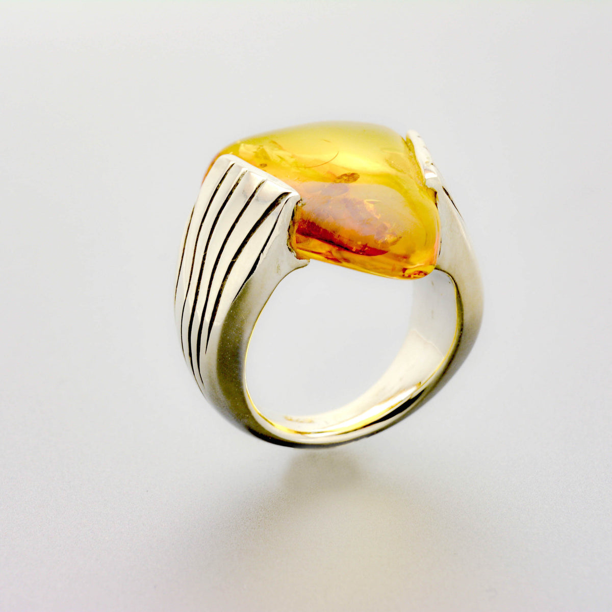 Unique Baltic Amber Sterling Silver Ring, Custom-Made for You