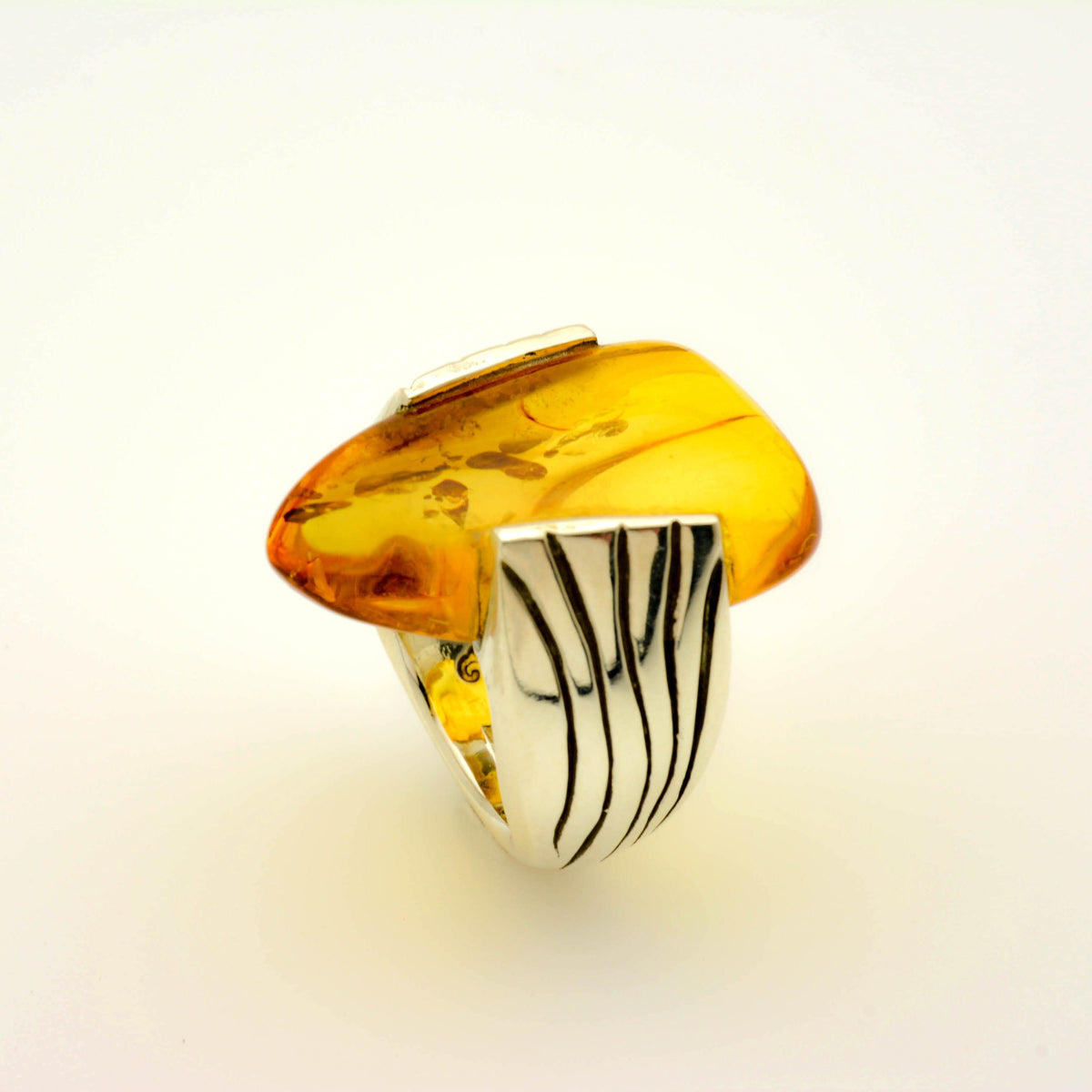 Unique Baltic Amber Sterling Silver Ring, Custom-Made for You - Nine Amulets 
