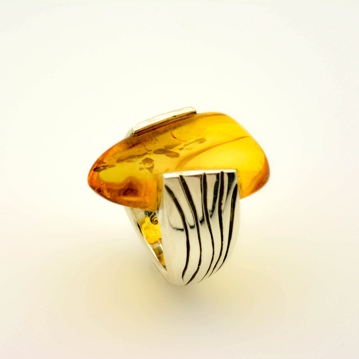 Unique Baltic Amber Sterling Silver Ring, Custom-Made for You
