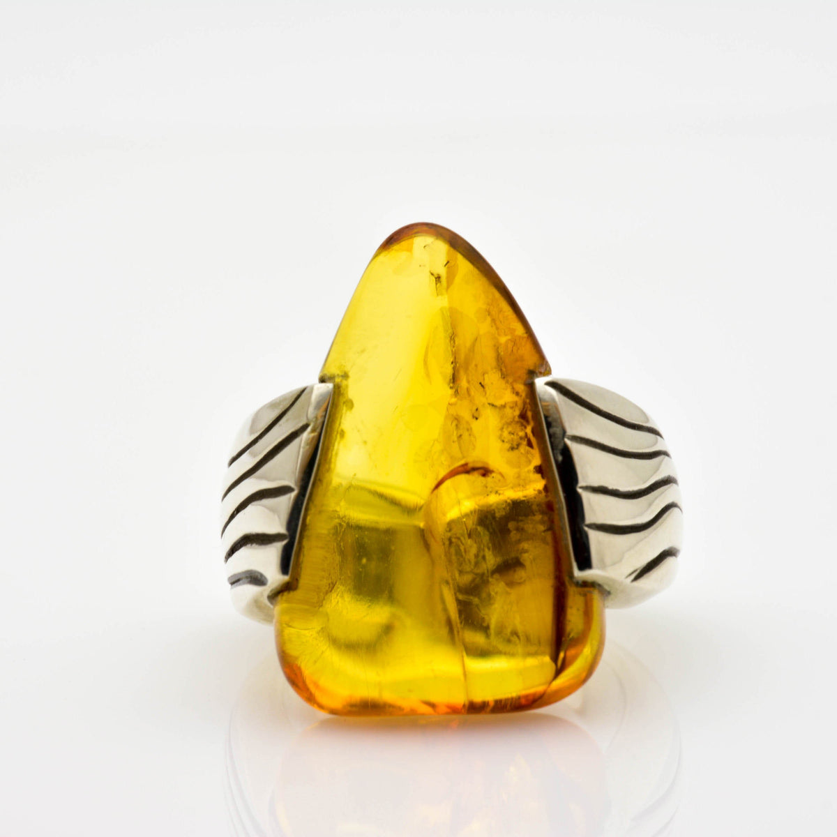 Unique Baltic Amber Sterling Silver Ring, Custom-Made for You - Nine Amulets 