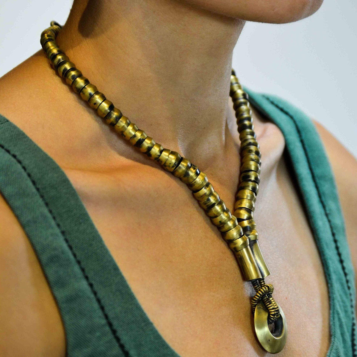tiger finish brass fitting necklace