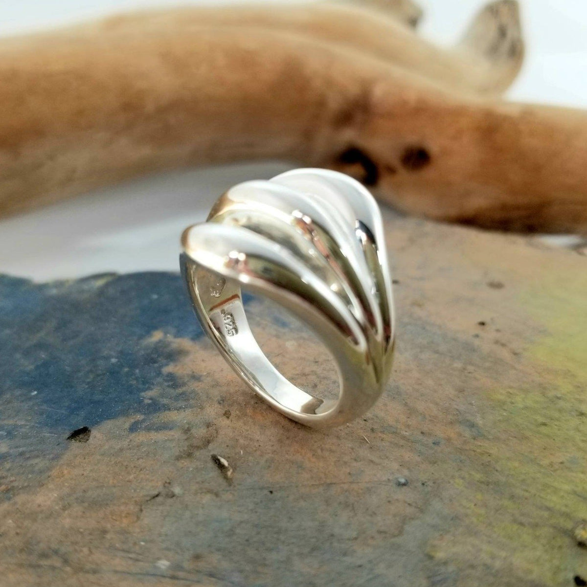 Triple loop dome Florence silver ring