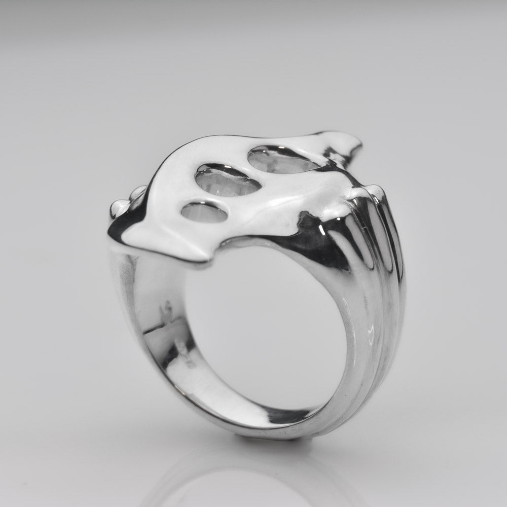 Heavyweight Futurist Sterling Silver Ring: A Bold and Powerful Statement Piece - Nine Amulets 