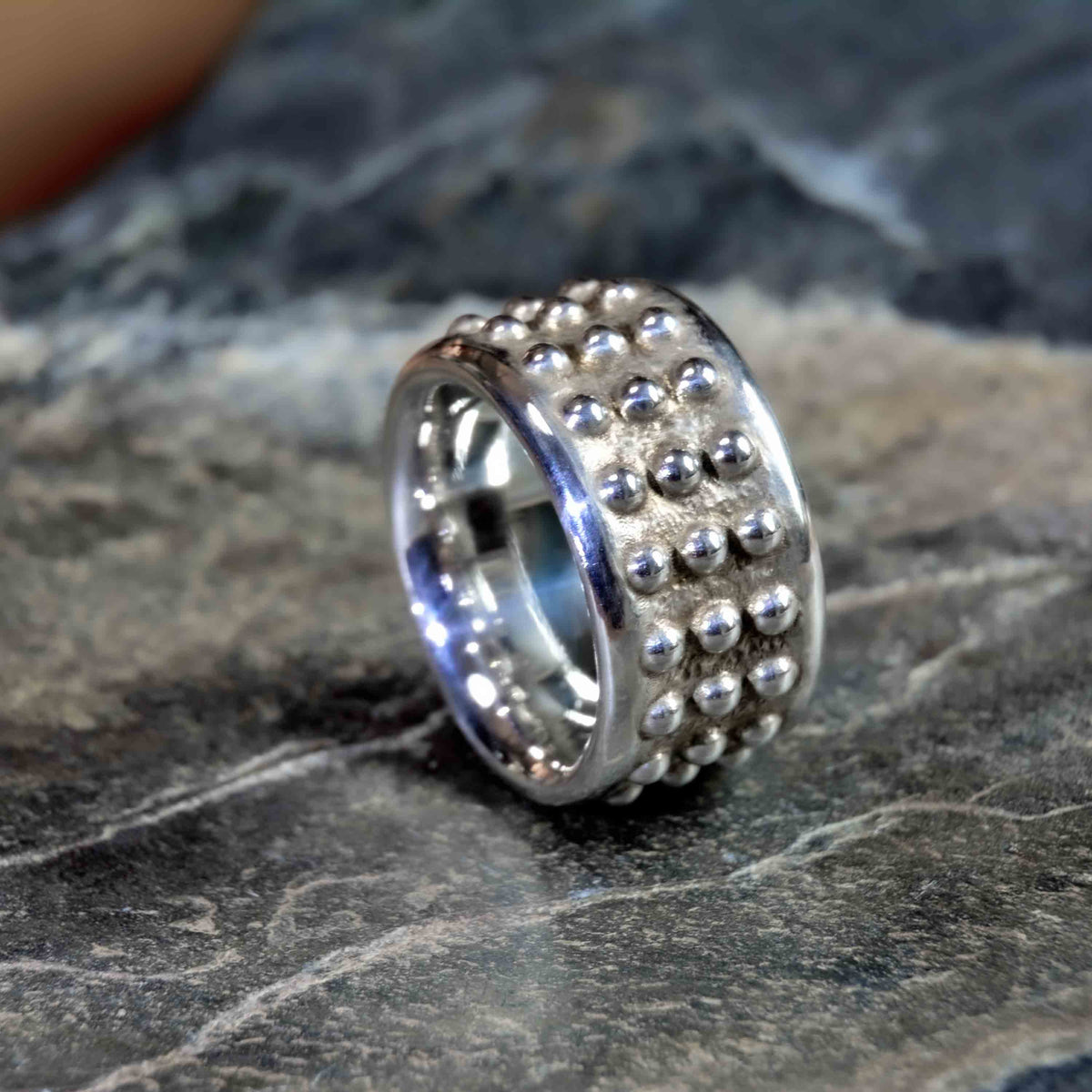 Medieval Majesty: Tarkus Solid Sterling Silver Ring with Bold, Historic Design - Nine Amulets 