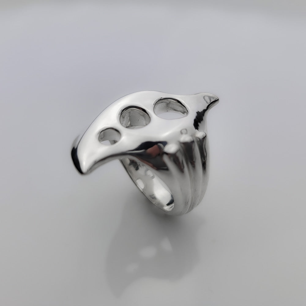 Heavyweight Futurist Sterling Silver Ring: A Bold and Powerful Statement Piece - Nine Amulets 