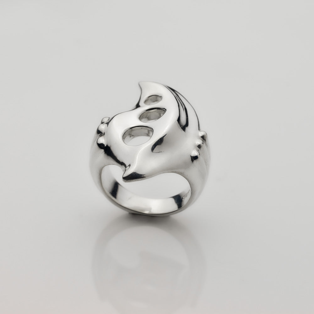 Heavyweight Futurist Sterling Silver Ring: A Bold and Powerful Statement Piece - Nine Amulets 