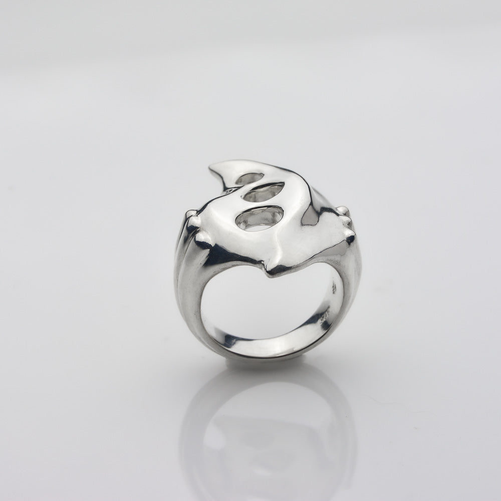 Heavyweight Futurist Sterling Silver Ring: A Bold and Powerful Statement Piece - Nine Amulets 