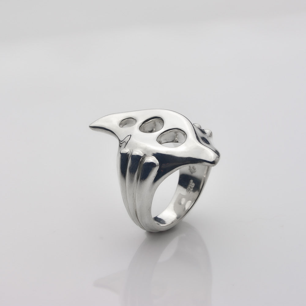 Heavyweight Futurist Sterling Silver Ring: A Bold and Powerful Statement Piece - Nine Amulets 