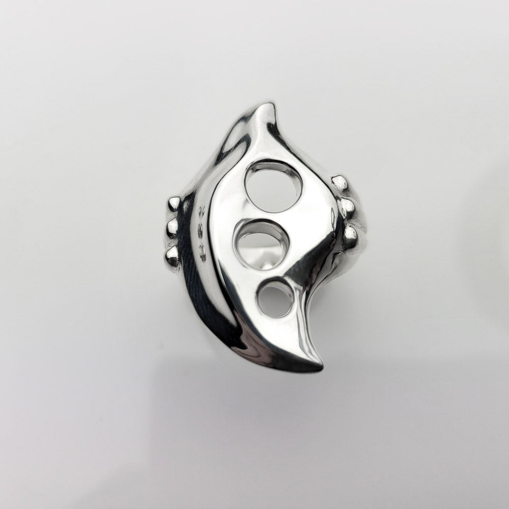 Heavyweight Futurist Sterling Silver Ring: A Bold and Powerful Statement Piece - Nine Amulets 