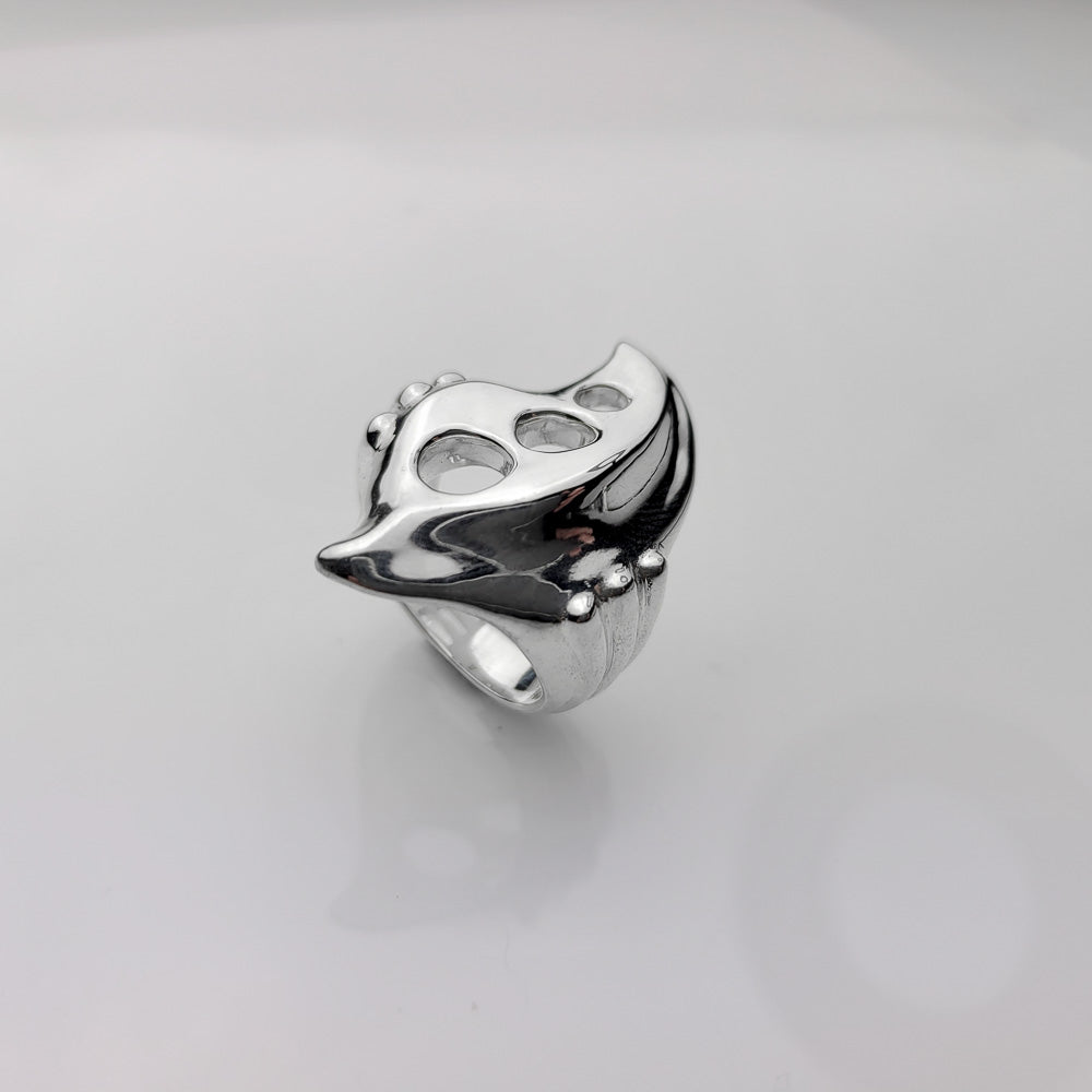 Heavyweight Futurist Sterling Silver Ring: A Bold and Powerful Statement Piece - Nine Amulets 