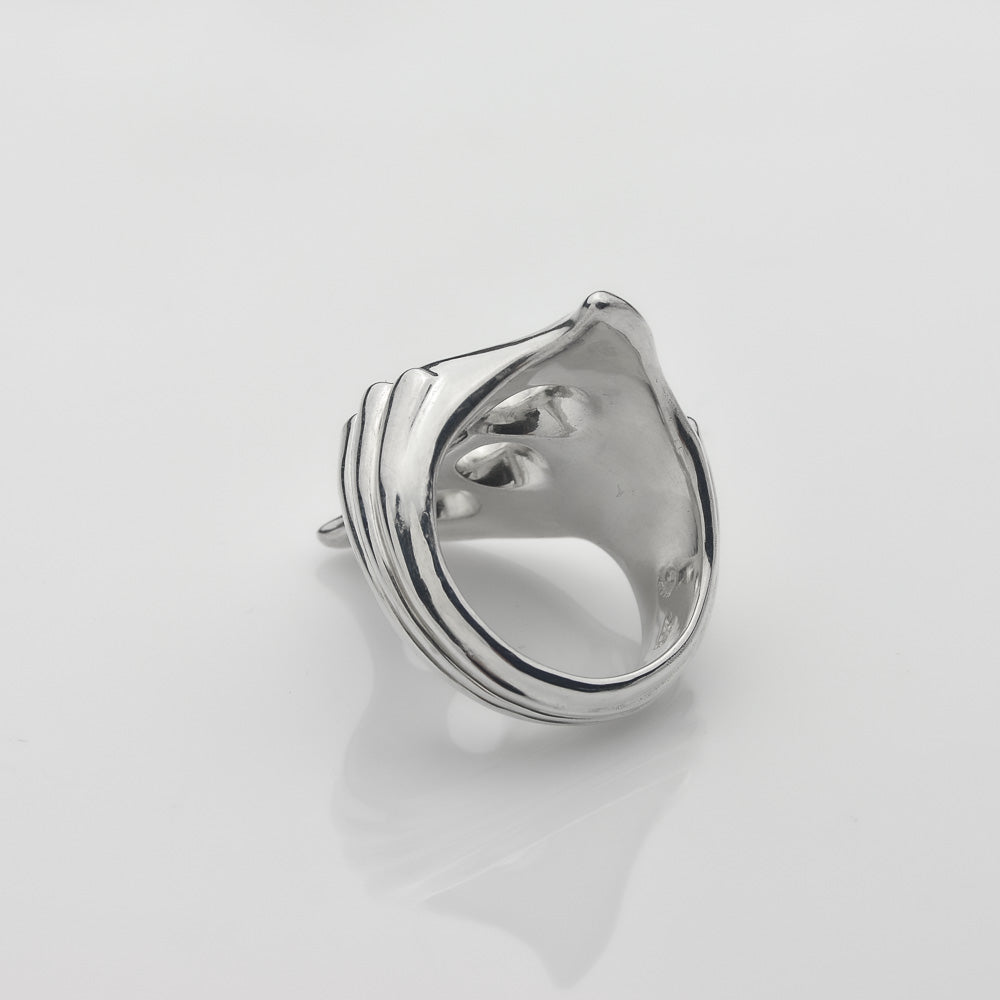 Heavyweight Futurist Sterling Silver Ring: A Bold and Powerful Statement Piece - Nine Amulets 