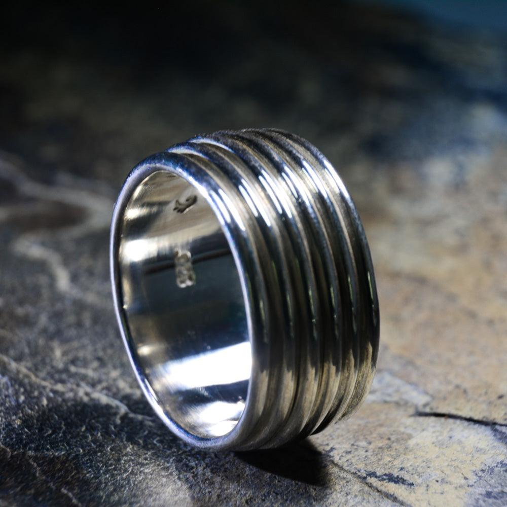 Revolutions: A Bold and Elegant Sterling Silver Ring with Six Loops - Nine Amulets 